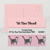 Tabby Cat Pink New Address Briefkaart, we verplaat Briefkaart (Voorkant / Achterkant)