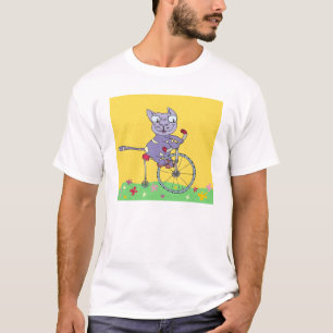 Tabby Cat Ride Bicycle T-shirt