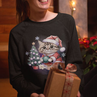 Tabby Cat Santa Crewneck Trui