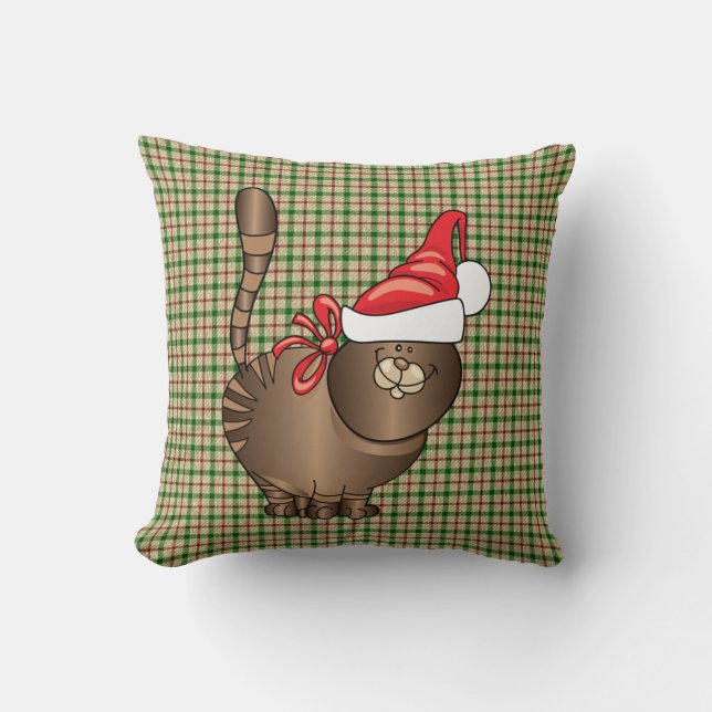 Tabby Cat Santa Kussen (Voorkant)