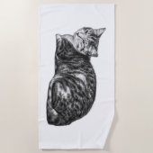 Tabby Cat serviette de plage Monochrome (Devant)