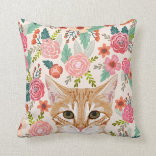 Tabby Cat spring florals schattige kussens van kat