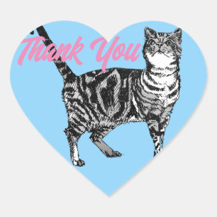 Tabby Cat Stickers Leuke katten Blauw Dank u