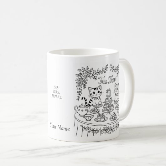 Tabby Cat Tea Time Party Mug (Devant droit)