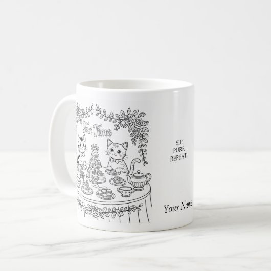 Tabby Cat Tea Time Party Mug (Devant gauche)