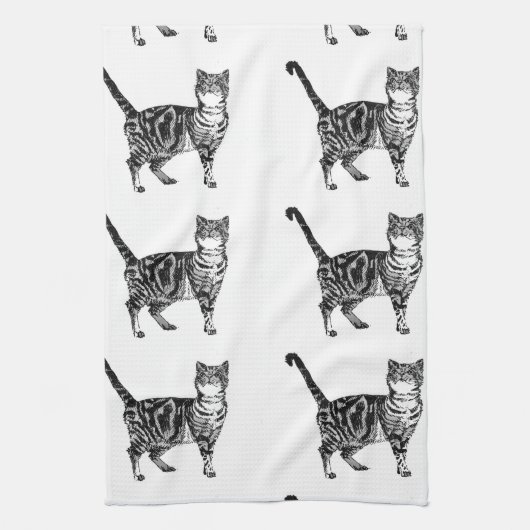Tabby Cat Tea Towel Theedoek (Verticaal)