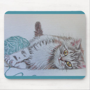 Tabby Cat Tekening Blauwgroen katten Computer Mous Muismat