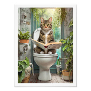 Tabby Cat Toilet Foto Afdruk