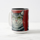 Tabby Cat Tweekleurige Koffiemok (Voorkant links)