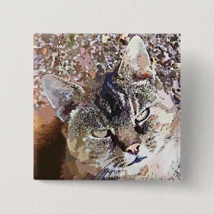 TABBY CAT VIERKANTE BUTTON 5,1 CM
