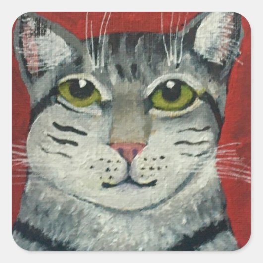 Tabby Cat Vierkante Sticker (Voorkant)