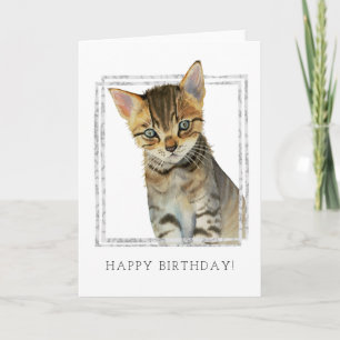 Tabby Cat Waterverf Gelukkige verjaardag Kaart