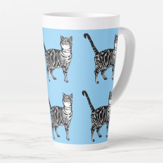 Tabby Cat Whimsical Light Cats Latte Mug (Angle droit)