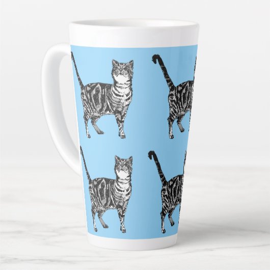 Tabby Cat Whimsical Light Cats Latte Mug (Angle gauche)