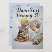 Tabby Cat Womans 30e anniversaire Invitation (Devant / Derrière)