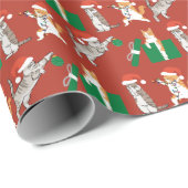Tabby Cats Decoreren Grappig Gekke Rode Kerst Cadeaupapier (Rol Hoek)