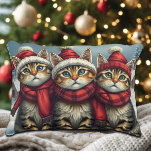 Tabby Cats in Preppy Winterkleding en Pet Winter Accent Kussen