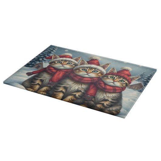 Tabby Cats in Preppy Winterkleding en Pet Winter Snijplank (Hoek)