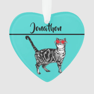 Tabby Cats 'One Cool Cat' Aqua Boys Mannen Ornament