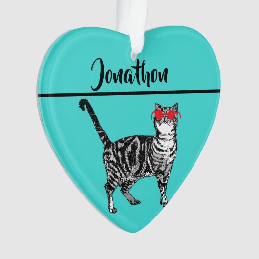 Tabby Cats 'One Cool Cat' Aqua Boys Mens (devant)