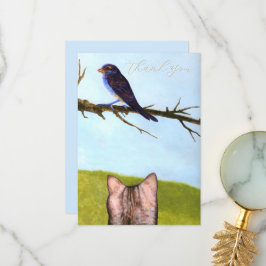 Tabby Cats Talk to Birds Thank You Card Bedankkaart