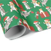 Tabby Cats Versieren Grappig Gekke Groen Kerstmis Cadeaupapier (Rol Hoek)