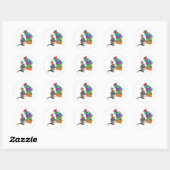 Tabby Chat Anniversaire Présente Pile Sticker Rond (Feuille)