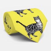 Tabby Chat Chats Frappe Noir Blanc Mens Cravate (Roulé)