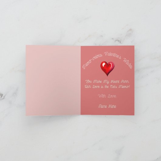 Tabby Chat & Coeurs Carte Saint-Valentin (Intérieur)