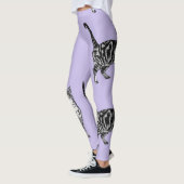 Tabby Chat Cool Animal Leggings noir et violet (Gauche)