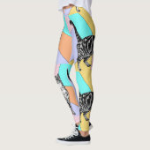 Tabby Chat Cool Animal Pastel Harlequin Leggings (Gauche)