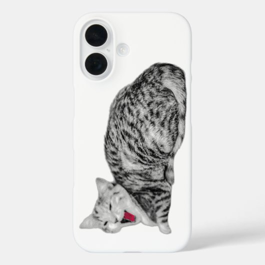 Tabby Chat Jaune Coque monochrome avec langue roug (Verso)