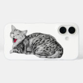 Tabby Chat Jaune Coque monochrome avec langue roug (Verso (horizontal))