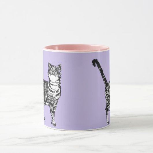Tabby Chat Lavande de Mug Violet (Centre)