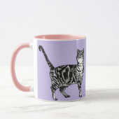 Tabby Chat Lavande de Mug Violet (Gauche)