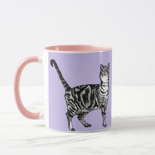 Tabby Chat Lavande de Mug Violet (Gauche)