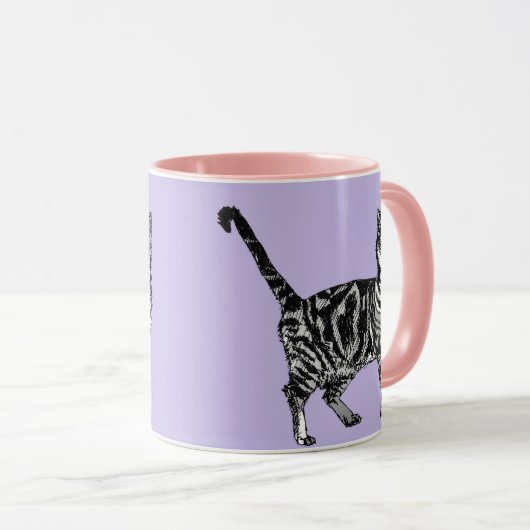 Tabby Chat Lavande de Mug Violet (Devant droit)