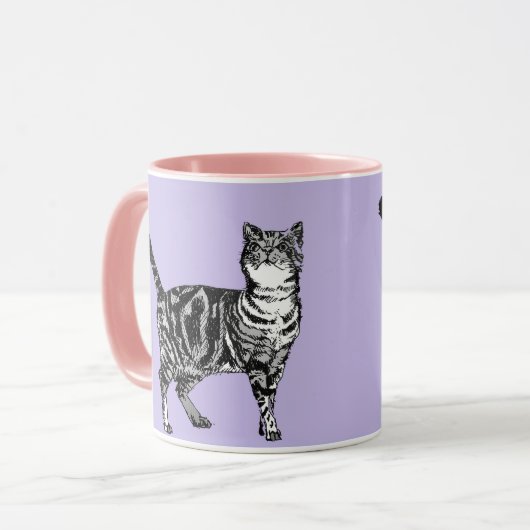 Tabby Chat Lavande de Mug Violet (Devant gauche)