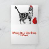 Tabby Chat Merry Catsmus carte rouge de Noël (Intérieur)