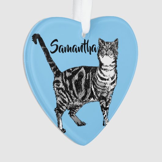 Tabby Chat Pastel Bleu Joyeux Décor de Noël (devant)