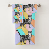 Tabby Chat Pastel Couleurs Chats Jeu de serviettes (En situation)