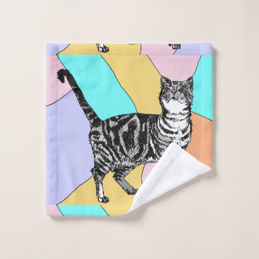 Tabby Chat Pastel Couleurs Chats Jeu de serviettes (Gant de toilette)