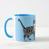 Tabby Chat Whimsical Bleu Pastel Chats Art Mug (Gauche)