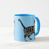 Tabby Chat Whimsical Bleu Pastel Chats Art Mug (Devant droit)