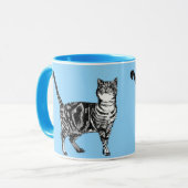 Tabby Chat Whimsical Bleu Pastel Chats Art Mug (Devant gauche)