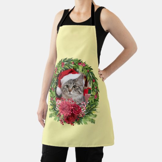 Tabby Christmas Wreath Apron Schort (Insitu)