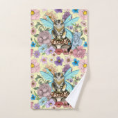 Tabby Fairy Kat Paddestoel Bloemen Bad Handdoek (Handdoek)