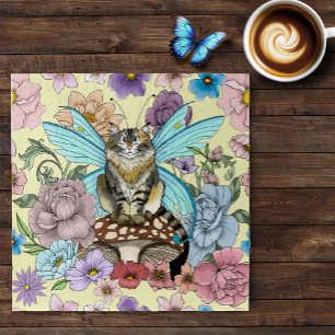 Tabby Fairy Kat Paddestoel Bloemen Legpuzzel