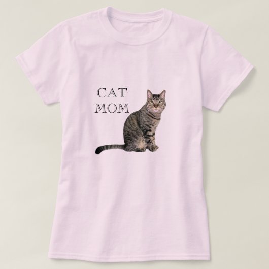 Tabby Gris Chat Maman T-Shirt Rose (Design devant)