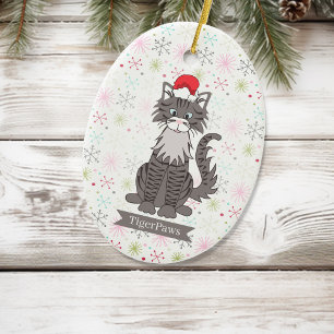 Tabby Gris Chat Noël Animal de compagnie Ornement
